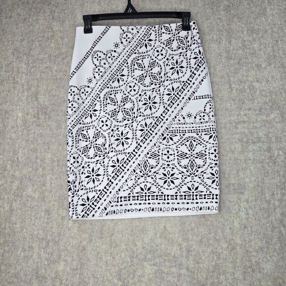 NYCC Womens Black & White Geometric Print Pencil Skirt M Polyester/Spandex - Picture 1 of 6